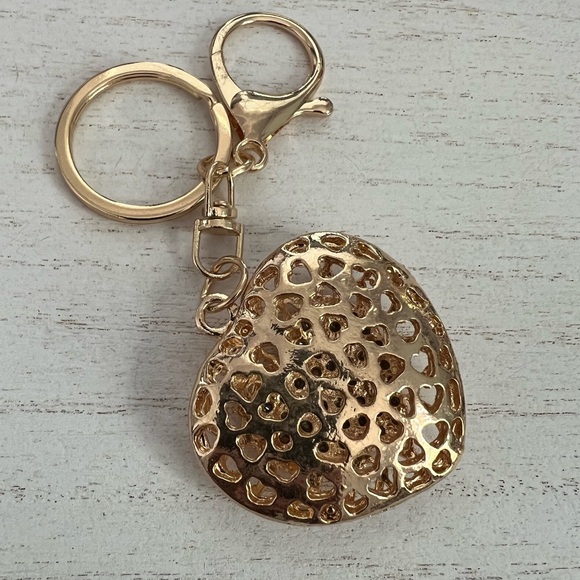 Pink Rhinestone Handbag Charm Heart - Picture 2 of 2